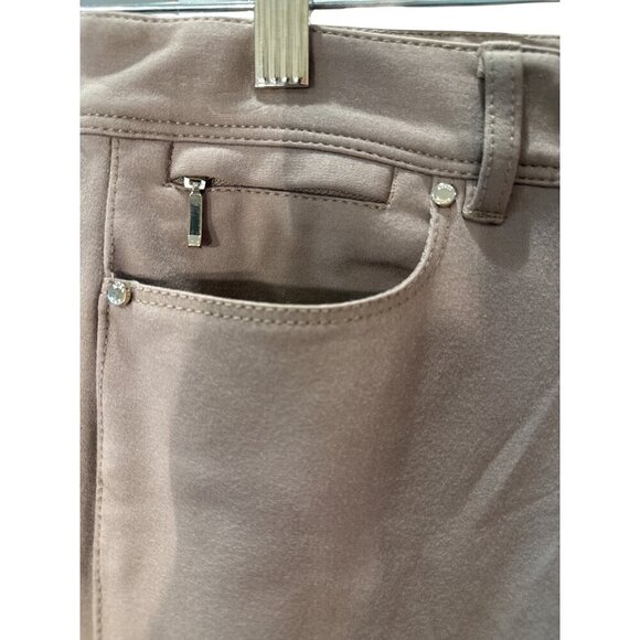 White House Black Market WHBM Skimmer Jeans Ankle Zippers Tan Size 6 Pre-Own EUC - Picture 4 of 9